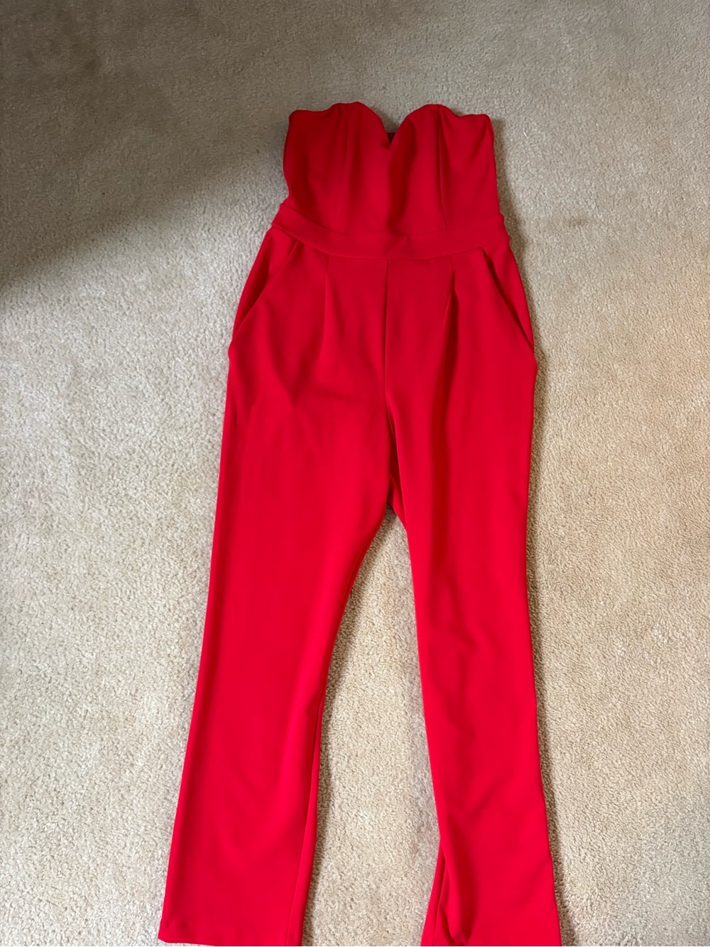Express Strapless Red Jumpsuit